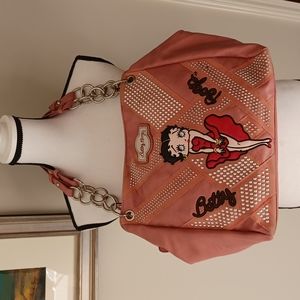 Betty Boop Large Pink Studded Shoulder Bag
